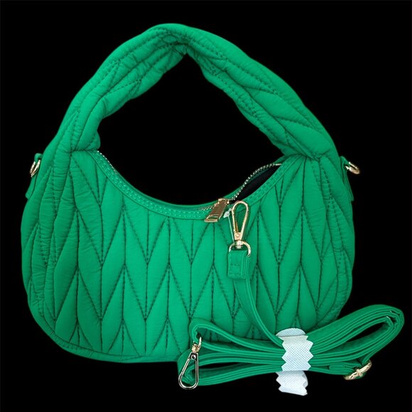 NEW Urban Expressions Helen Green Quilted Shoulder Bag & Crossbody Strap - Picture 1 of 12